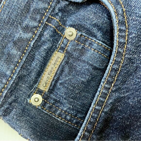 CALVIN KLEIN Denim Cutoff Shorts Size 14 Dark Wash Mom Jean Retro 90s Easy Fit - Picture 9 of 12